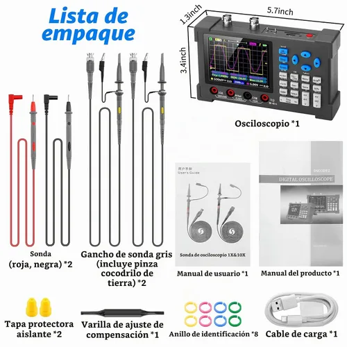 Vista 9 de Kit de osciloscopio digital de mano LCD - 2 canales 3.2 "TFT multímetro Osciloscopio generador de señal Mini Osciloscopio automotriz Ancho de banda