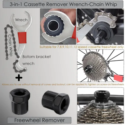 Vista 7 de Kit de herramientas para bicicleta, 8 herramientas profesionales de reparación de bicicletas para bicicleta de montaña con extractor de casetes 3