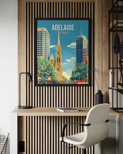 Vista 3 de Póster de paisaje de Adelaide Australia, arte de pared retro vintage, pintura de paisaje de la naturaleza, galería 23