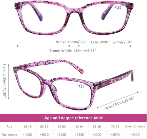 Vista 5 de DOOViC 4 Pack Computer Reading Glasses for Women Blue Light Blocking Spring Hinge Stylish Readers for Women