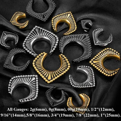 Vista 6 de LADEMAYH Tapones de sillín para orejas, calibre 0.00 oz 1 pulgada en espiral para orejas, acero inoxidable 316L, dilatadores de oreja para hombres