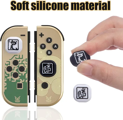 Vista 2 de Switch Button Caps, Switch OLED Thumb Grip Caps, Joystick Caps for Switch lite - Black and White (4 Packs)