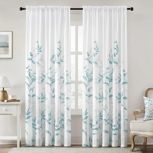 Vista 22 de HOMEIDEAS Cortinas traslúcidas de privacidad gris claro y blanco, 52 x 96 Hojas-gris claro