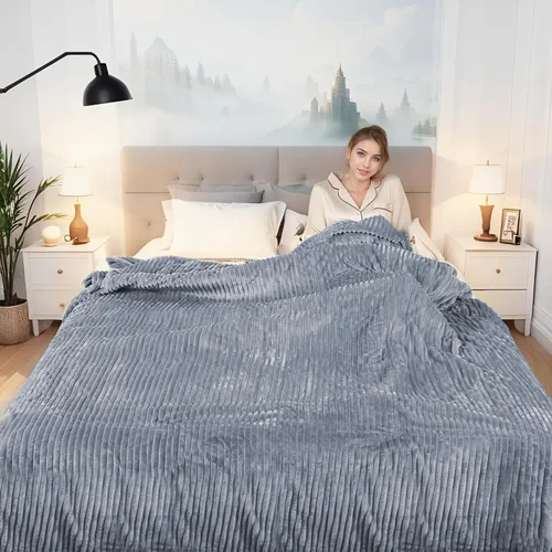 Vista 37 de Manta térmica eléctrica tipo throw tamaño 50"x60" - Tela de franela y sherpa de doble cara, 6 ajustes de calor y 3 horas de apagado automático