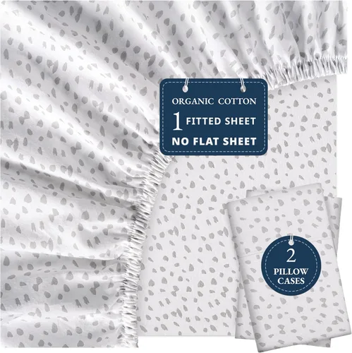 Vista 25 de LANE LINEN - Sábana bajera tamaño individual 100% algodón orgánico y 1 funda de almohada, tejido de percal suave, transpirable, apta para colchones