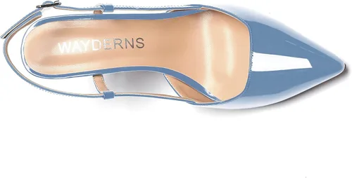 Vista 3 de WAYDERNS Zapatos de tacón bajo con correa de tobillo y puntera puntiaguda para mujer, 1.5 pulgadas