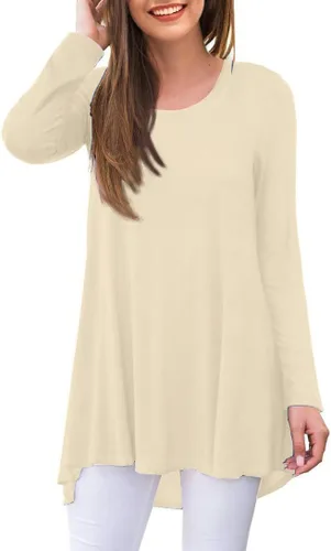 Vista 29 de AWULIFFAN Blusa tipo túnica holgada de manga larga con cuello redondo para mujer