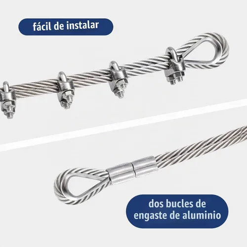 Vista 4 de DOEWORKS - Cable de acero inoxidable de 1/4 de pulgada, cuerda de alambre de 50 pies, construcción de 7 x 19 hebras
