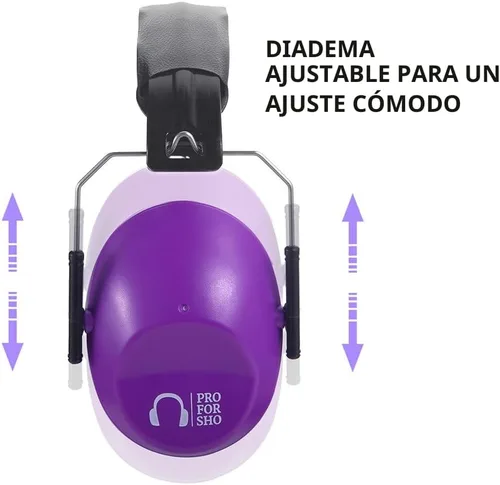 Vista 3 de Pro For Sho 34dB NRR - Orejeras de protección auditiva, NRR más alta en diseño compacto, protección auditiva para disparar, cortar y trabajar Púrpura