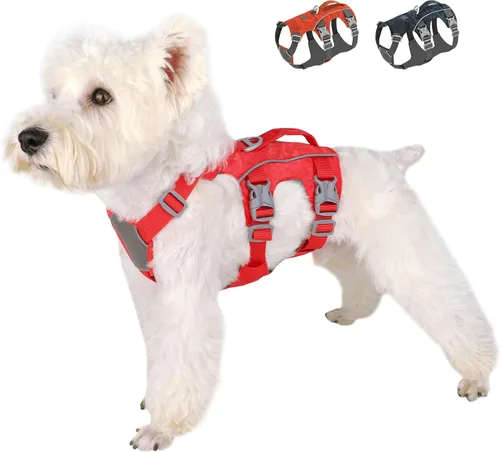 Vista 11 de Arnés para perro a prueba de escapes con asa, chaleco reflectante sin tirones, arnés ligero de cuerpo completo para mascotas, ajustable para perros