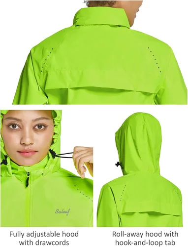 Vista 3 de BALEAF Women's Cycling Rain Jackets Waterproof Windbreaker Running Jackets Reflective Rain Gear Packable Lightweight Hooded