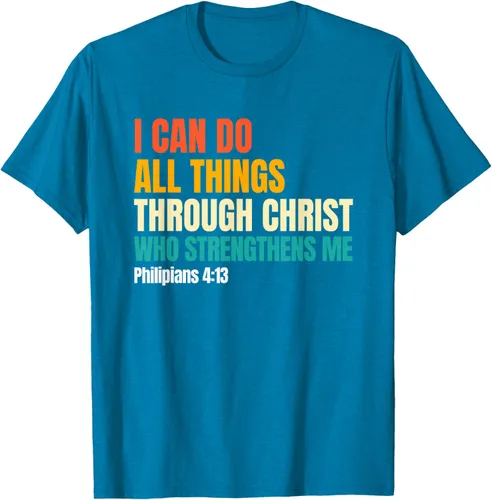Vista 8 de I Can Do All Things Through Christ Christian Faith Camiseta, Negro, S