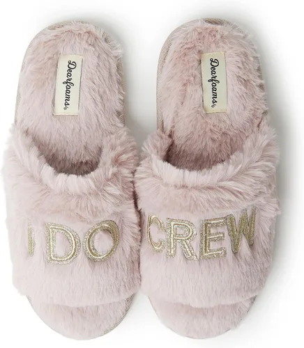 Vista 9 de Dearfoams Regalos para novia y dama de honor, pantuflas I Do Crew para boda y despedida de soltera