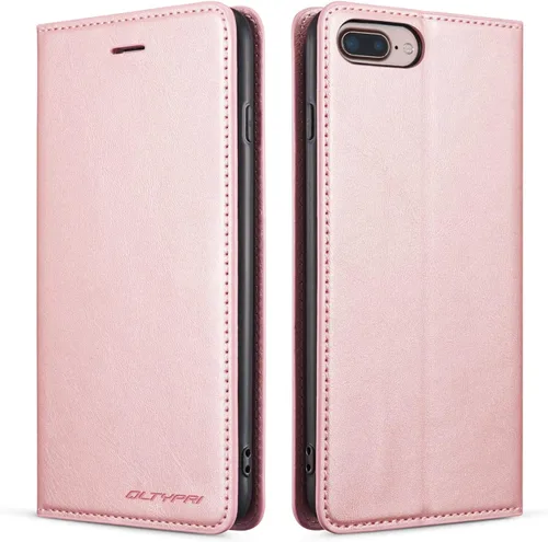 Vista 12 de QLTYPRI Funda para iPhone 6 Plus/6S Plus, cubierta de piel PU con tarjetero, funda tipo billetera con solapa magnética y a prueba de golpes - Vino