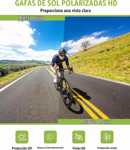 Vista 6 de Gafas de sol polarizadas para hombre, gafas de sol con protección UV400 para conducir, golf, pesca, correr