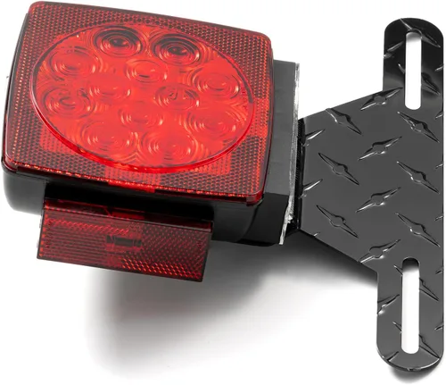 Vista 8 de CZC AUTO Soporte de luz de aluminio para matrícula de remolque para barco RV, negro Soporte de etiqueta de remolque con orificio de montaje de luz