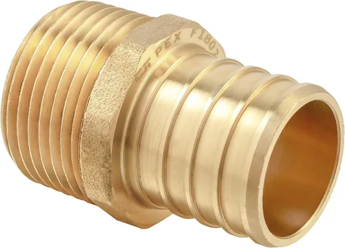 Vista 15 de 2 piezas Pex Barb Crimp accesorios de latón 1/2 pulgadas x 3/4 pulgadas NPT adaptador macho ASTM F1807,Para agua potable PEX1807024 (2)