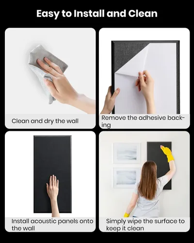 Vista 5 de Moukey - Paneles acústicos de 4 piezas, paneles de pared insonorizados de fibra de vidrio de 2.4" de espesor, 24"x12", paneles absorbentes de sonido