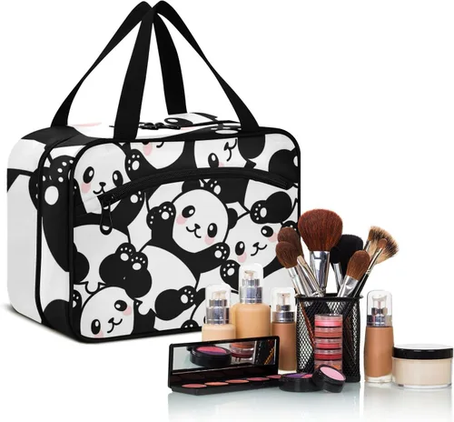 Vista 6 de Neceser para mujer, organizador de maquillaje de viaje con gancho para colgar, bolsas de cosméticos para mujeres y hombres, bolsa de viaje