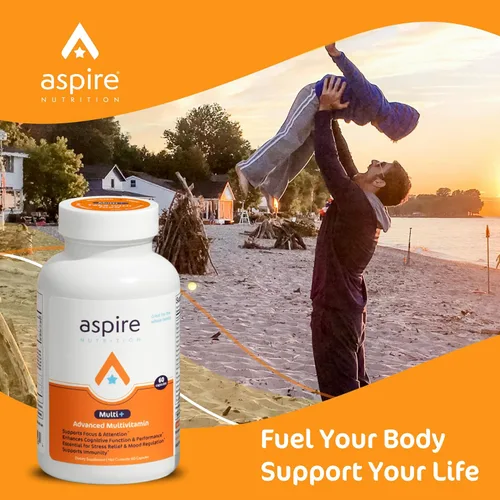 Vista 8 de Multivitamínico avanzado Aspire Multi+ para hombres, mujeres y niños - El mejor suplemento para concentración, atención, memoria, estado de ánimo.