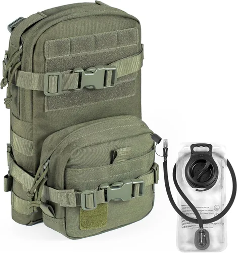 Vista 10 de Paquete de Hidratación Táctica Pequeña MOLLE Transportador de Vejiga de Agua para Exteriores para Chaleco Mochila, Negro, Mochilas Daypack