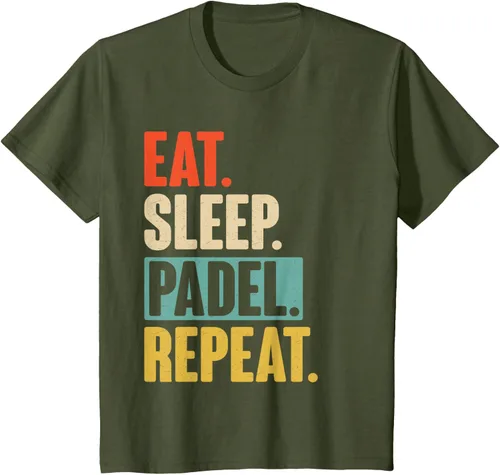 Vista 15 de Eat Sleep Padel Repeat - Camiseta de pádel retro vintage, Negro