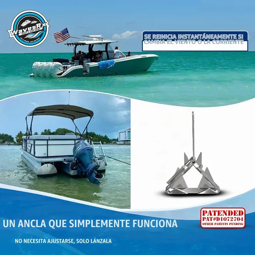 Vista 4 de WAVESRX TriAnchor - Stainless Steel Folding PWC & Boat Anchor Kit Sets Instantly for Effortless Boat & Jet Ski Anchoring Compact Patent-Pending