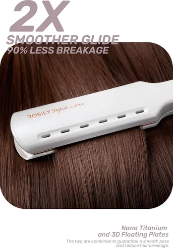 Vista 5 de ROSILY Plancha plana Nano Titanium Plancha de pelo de 1.75 pulgadas de ancho, doble voltaje 100-240 V, temperatura ajustable adecuada para todo