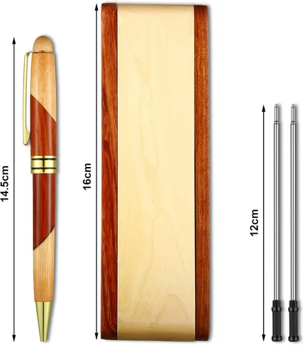 Vista 2 de Outus Bolígrafos de madera, regalos de agradecimiento a los empleados para hombres con estuche de negocios, bolígrafo de escritura hecho a mano