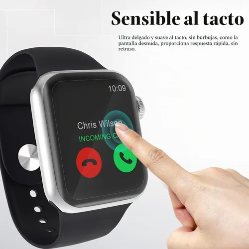 Vista 6 de Protector de pantalla de vidrio templado de 1.575 pulgadas (1.575 in), compatible con Apple Watch Series 6/5/4/SE 3, EWUONU cobertura completa