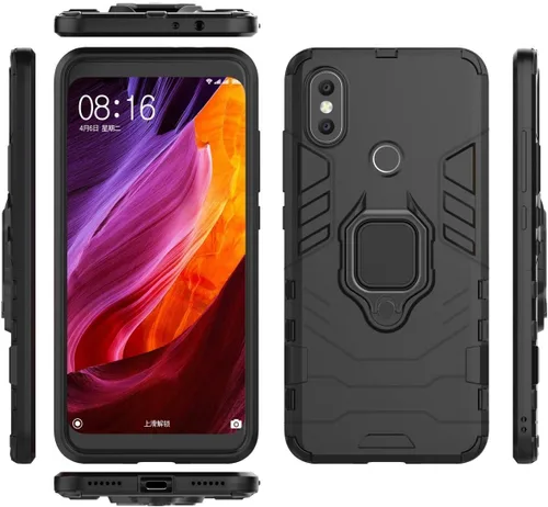 Vista 5 de LuluMain - Funda compatible con Xiaomi Mi A2, soporte de anillo de metal a prueba de golpes (funciona con soporte magnético para automóvil)