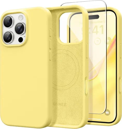 Vista 68 de GONEZ Funda magnética para iPhone 14, compatible con Magsafe, con protector de pantalla + protector de cámara, forro de microfibra antiarañazos