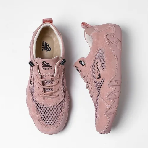 Vista 2 de JishinGal Zapatos deportivos de malla para exteriores para senderismo y caminar, zapatos deportivos de verano para mujer, malla transpirable