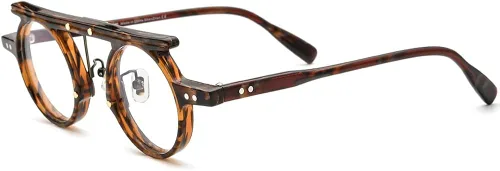 Vista 5 de HEPIDEM Marco de gafas de acetato para hombre, gafas redondas retro para mujer, gafas ópticas