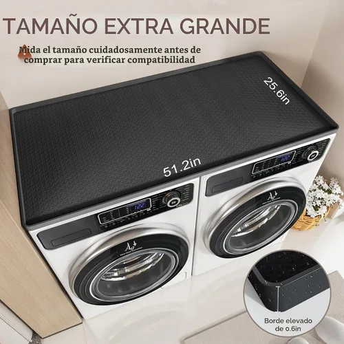 Vista 2 de Encimera para Lavadora y Secadora, 51.2" x 25.6" Cubiertas Grandes para Lavadora y Secadora para la Parte Superior, Tapete Protector Superior
