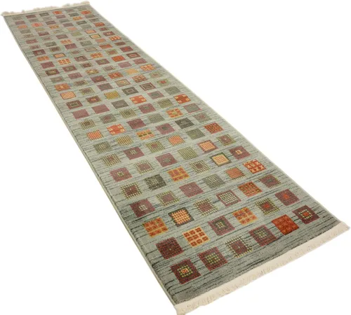 Vista 4 de Unique Loom Fars Collection - Alfombra moderna clásica de diseño geométrico inspirado en tribal, 2 pies 7 pulgadas x 10 pies 0 pulgadas, azul