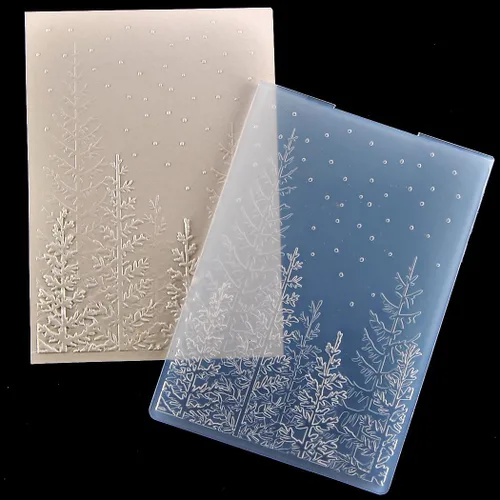 Vista 3 de KWELLAM 3D Feliz Navidad nevadas árbol bosque fondo plástico en relieve Carpetas para hacer tarjetas, álbumes de recortes y otras manualidades