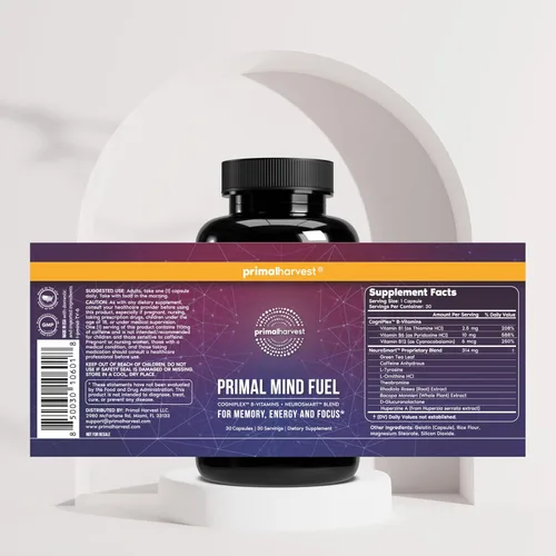 Vista 4 de Primal Harvest Mind Fuel & Suplementos de glicinato de magnesio para mujeres y hombres, paquete de píldoras de refuerzo cerebral de magnesio