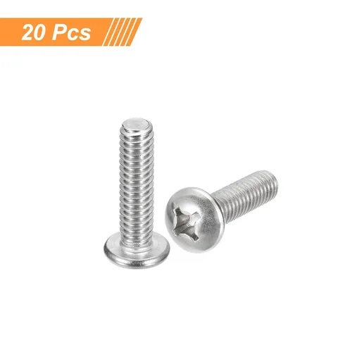 Vista 3 de uxcell Tornillos de máquina de cabeza redonda de 1/4-20x1, tornillo de acero inoxidable 304 18-8, accionamiento Phillips, totalmente roscado
