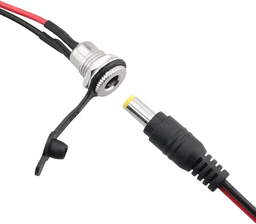 Vista 3 de 5 Sets 0.217 x 0.083 in DC Power Jack Socket Roscado Hembra Panel Montaje Adaptador de Conector con Enchufe a Prueba de Polvo para MP3 Teléfono