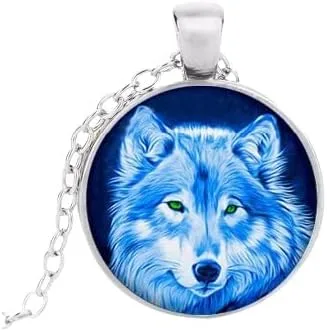 Vista 2 de Collar Midnight Wolf que brilla en la oscuridad.., Zinc, No es una piedra preciosa