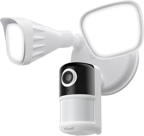 Vista 10 de Cámara de seguridad ieGeek con reflector al aire libre, cámaras de seguridad inteligentes para el hogar 2K cableadas, cámara de luz de inundación