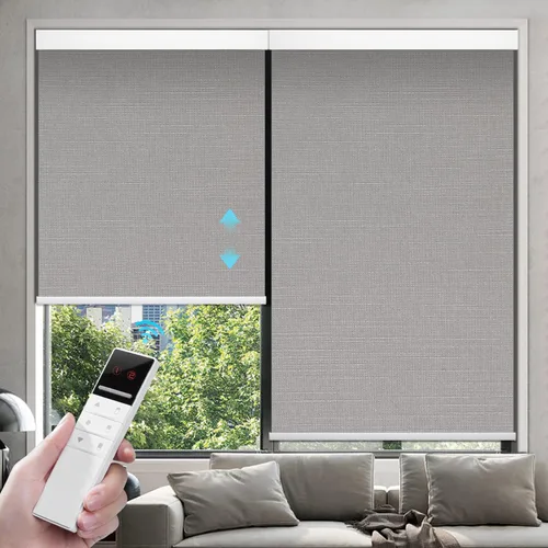 Vista 10 de ZSTARR Persianas opacas motorizadas para ventana con control remoto, persianas enrollables recargables con cenefa, tamaño personalizado (beige)
