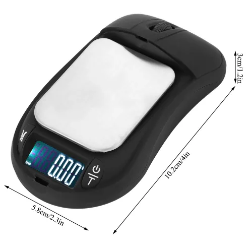Vista 8 de Báscula digital de bolsillo electrónico portátil de 7.05 oz/0.00 oz, báscula de ratón óptica para computadora, herramienta de pesaje de té de joyería