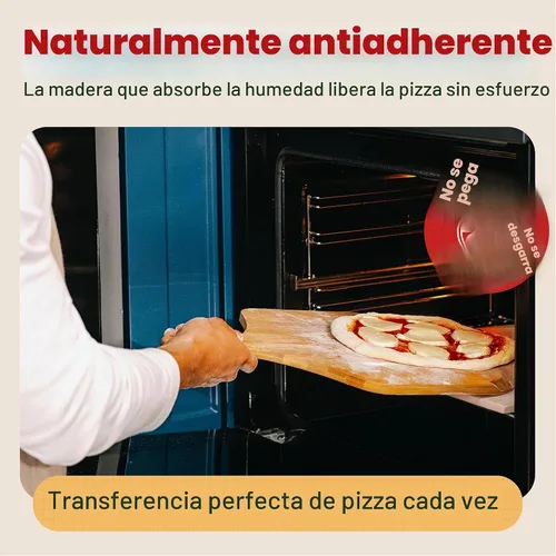 Vista 5 de Hans Grill - Pala de madera de bambú para pizza, paleta de 12 pulgadas para horno