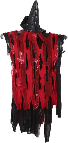 Vista 9 de JIAHG Decoraciones de Halloween, esqueleto colgante animado fantasma con ojos rojos brillantes activados por sonido de voz aterradora fiesta