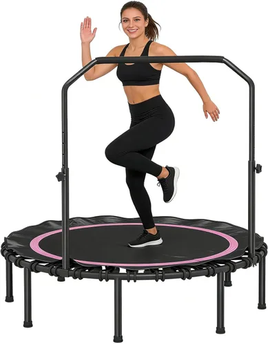 Vista 10 de Trampolín de fitness plegable de 40/48 pulgadas, mango de espuma ajustable, rebote silencioso y estable para gimnasio en casa, niños y adultos