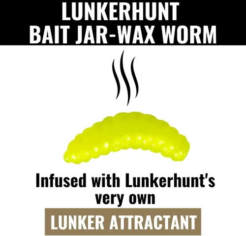 Vista 2 de LUNKERHUNT Tarro de cebo de pesca con atractivo único Gusanos de cera duraderos para lubina de pesca, cebo suave, gusanos realistas, señuelos