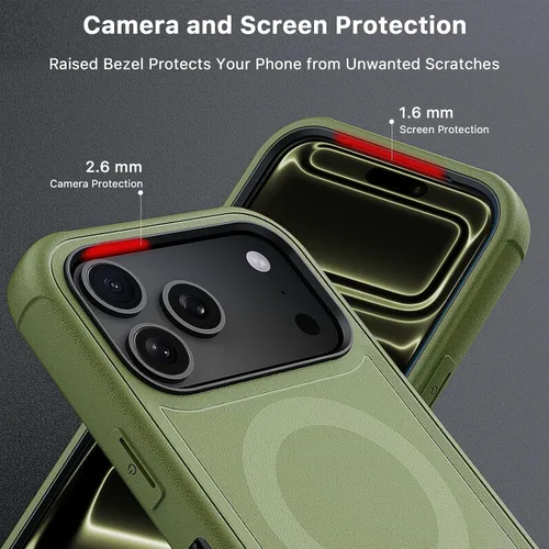 Vista 6 de M MYBAT PRO Funda para iPhone 17 Pro con funda de clip para cinturón, [compatible con Magsafe] con protector de pantalla, anticaídas, a prueba