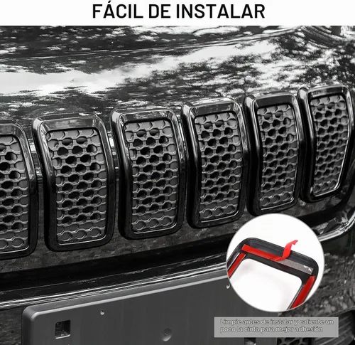 Vista 6 de JeCar Insertos de parrilla para Jeep Cherokee, insertos de rejilla delantera para Jeep Cherokee 2019-2025 (negro)